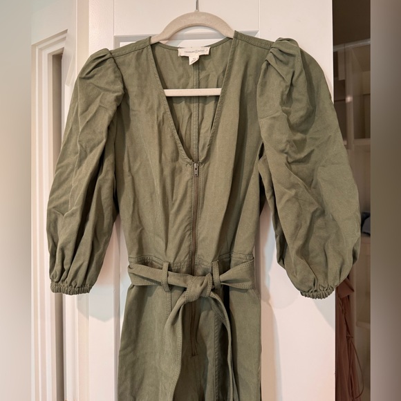 Treasure & Bond Green Zip Front Puff Sleeve Jumpsuit - Picture 3 of 10